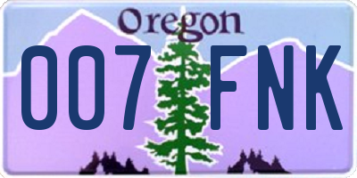 OR license plate 007FNK