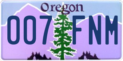 OR license plate 007FNM