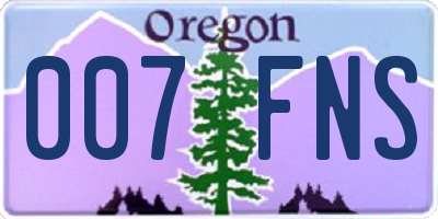OR license plate 007FNS