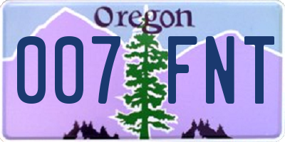OR license plate 007FNT