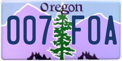 OR license plate 007FOA