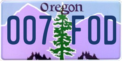 OR license plate 007FOD