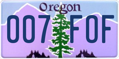 OR license plate 007FOF