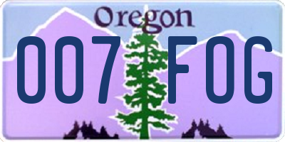 OR license plate 007FOG