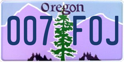 OR license plate 007FOJ