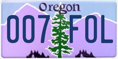 OR license plate 007FOL