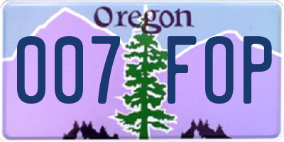 OR license plate 007FOP
