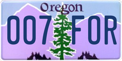 OR license plate 007FOR