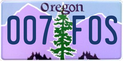 OR license plate 007FOS