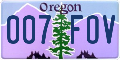 OR license plate 007FOV