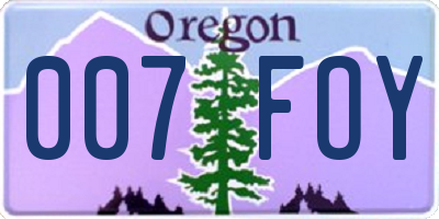 OR license plate 007FOY