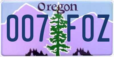OR license plate 007FOZ