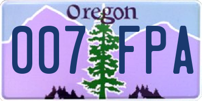 OR license plate 007FPA