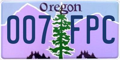 OR license plate 007FPC