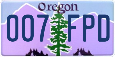 OR license plate 007FPD