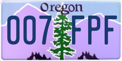 OR license plate 007FPF