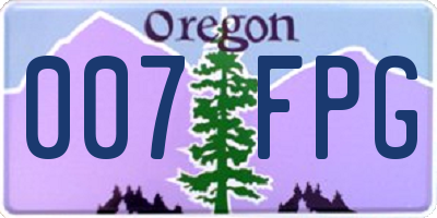 OR license plate 007FPG