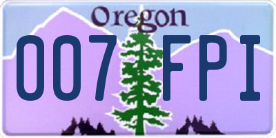 OR license plate 007FPI