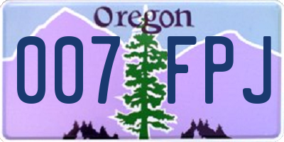 OR license plate 007FPJ