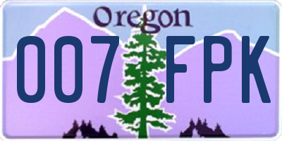 OR license plate 007FPK