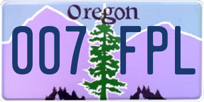 OR license plate 007FPL