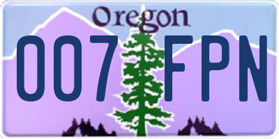 OR license plate 007FPN