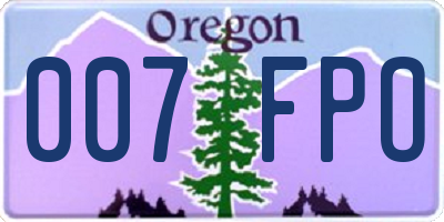 OR license plate 007FPO