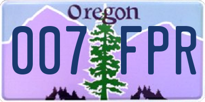 OR license plate 007FPR