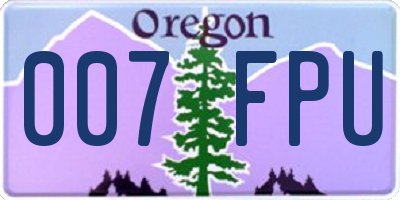 OR license plate 007FPU
