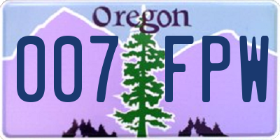 OR license plate 007FPW