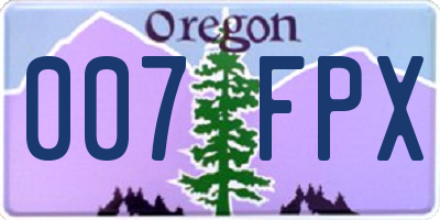 OR license plate 007FPX