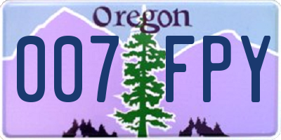 OR license plate 007FPY