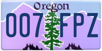 OR license plate 007FPZ