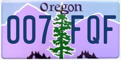 OR license plate 007FQF