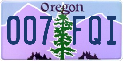 OR license plate 007FQI