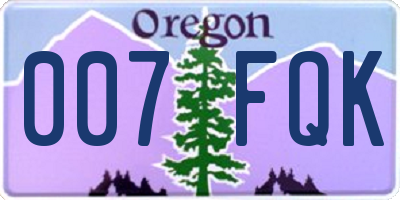 OR license plate 007FQK