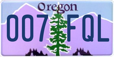 OR license plate 007FQL