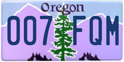 OR license plate 007FQM