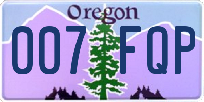 OR license plate 007FQP