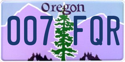 OR license plate 007FQR