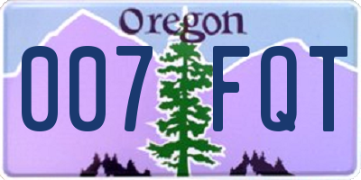 OR license plate 007FQT