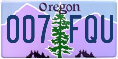 OR license plate 007FQU