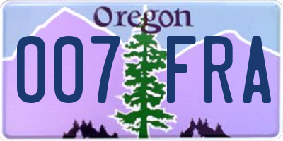 OR license plate 007FRA