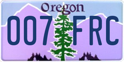 OR license plate 007FRC