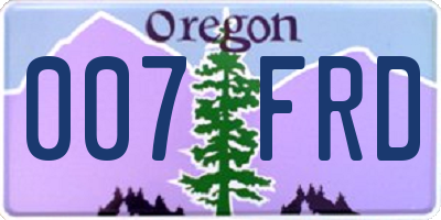 OR license plate 007FRD