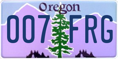 OR license plate 007FRG