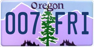 OR license plate 007FRI