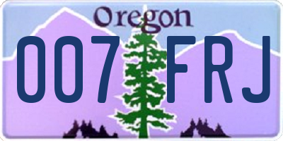 OR license plate 007FRJ