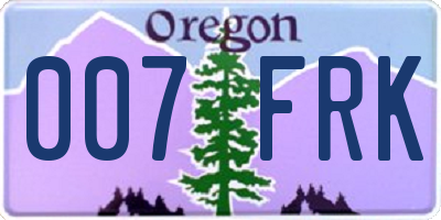OR license plate 007FRK