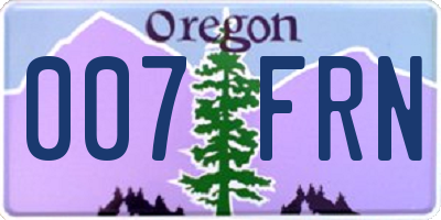 OR license plate 007FRN